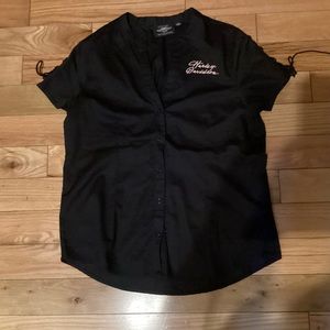Harley Davidson women’s black button up shirt large new without tags